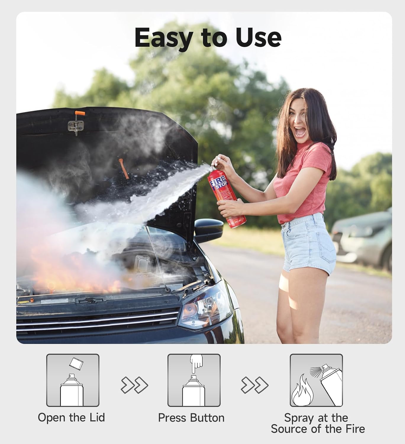 Fire Extinguisher 2-Pack with Mounting Bracket for Home, Kitchen, Car, Grill - Portable Small A, B, C, K Fire Extinguisher - 8-in-1 - Prevents Reignition.