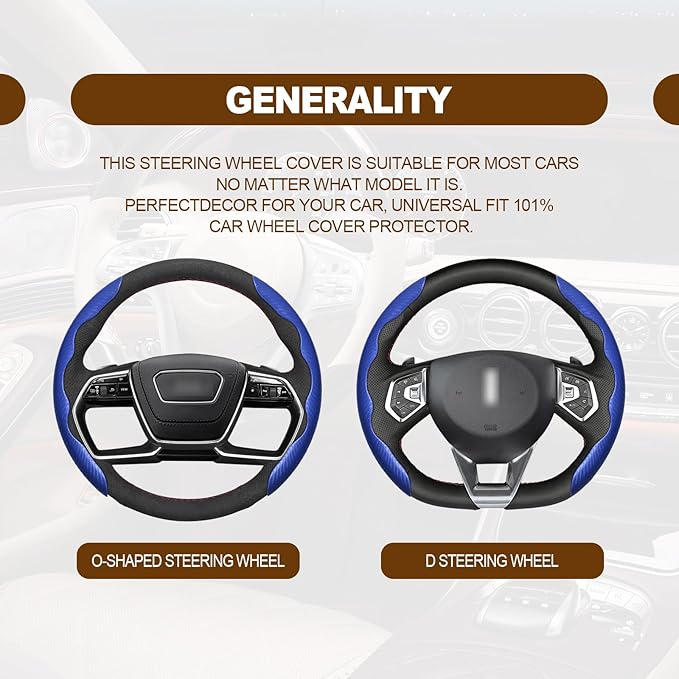 Car Interior Accessories Butterfly Steering Wheel Cover Car Carbon Fiber Anti-Skid Steering Wheel Cover (Blue)