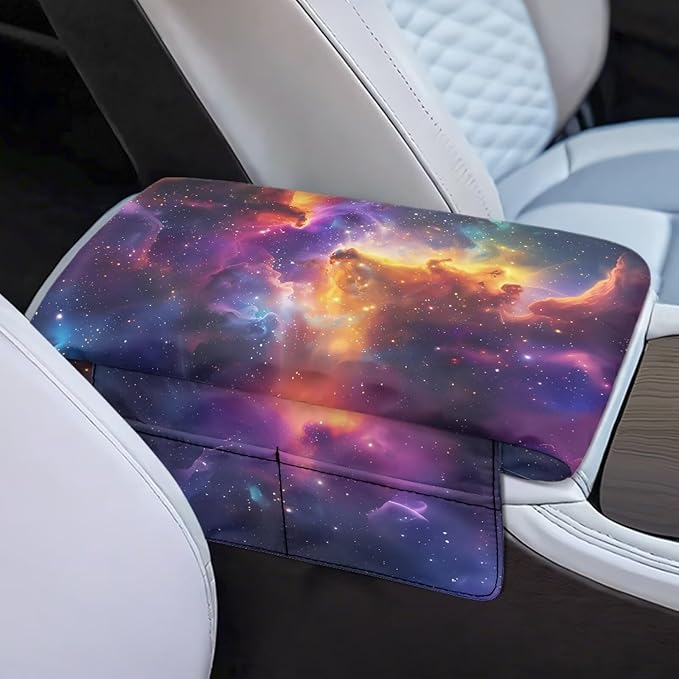 Arm Rest Cover for Car, Starry Sky Armrest Seat Box Cover Car Armrest Protector, Fashion Car Decor Accessories for Most Cars, Vehicles, SUVs