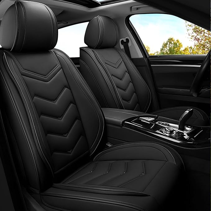 Car Seat Covers for Jeep Grand Cherokee L 2021-2025, Premium Nappa Leather Car Seat Cover, Stylish Sport Seat Covers， Automobile Seat Cover Sets.(Standard 2 Seats/Pure Black)