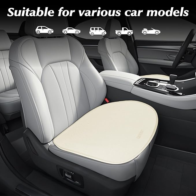 KEYOOG 2PCS Car Seat Covers Cushion, for Car Seat Office Chair, Prevent Seat Dirt, Thin and Breathable, Do Not Affect Seat Ventilation Functions, with Non Slip Bottom, 20.5"x19.3" Beige