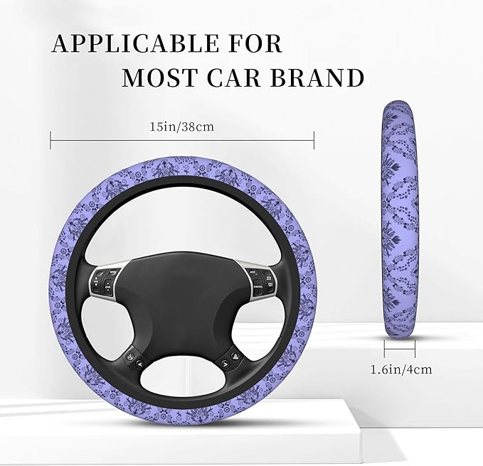 Car Steering Wheel Cover,Purple Non Slip Wheel Protector 15 Inch Elastic Car Accessories for Men Women