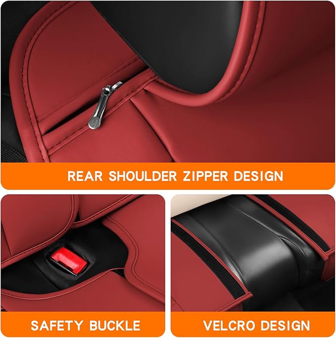 Front Car Seat Covers, Leather Car Seat Covers, Fit for Most Cars SUV and Most Sedan Red