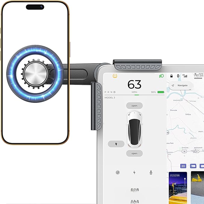 for Magsafe Car Mount, Tesla Phone Mount for Car【20 Strong Magnets】Magnetic Phone Holder for Car Tesla Phone Holder Model Y/3/S/X Accessories, No Glue Required, for iPhone 17 Pro Max 16 15 14