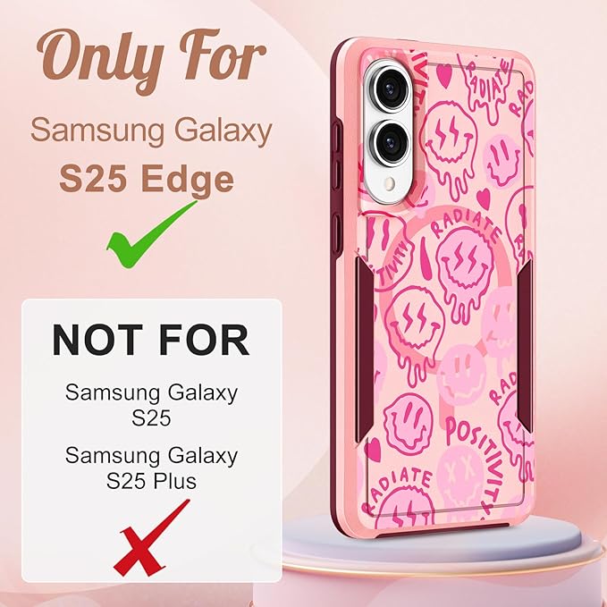 for Samsung Galaxy S25 Edge Case - Compatible with MagSafe Women Girls Cute Magnetic Protective Phone Cover Girly Unique Fashion Heavy Duty Shockproof Design for Samsung S25 Edge Case