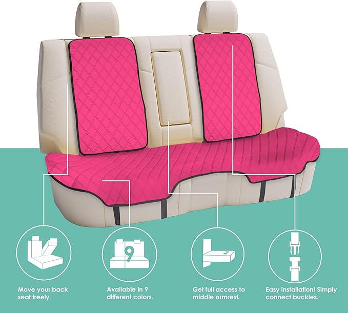 FH Group Car Seat Cover Cushion - Cars Trucks SUV, Neosupreme Car Seat Cushions, Waterproof Car Seat Cover Cushion, Universal Fit Car Seat Protector Rear Set Pink