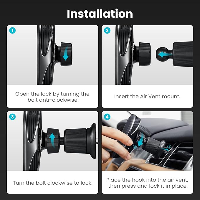 pitaka Magnetic Car Mount for iPhone 16/15/14/13 Series, Magnetic Car Charger with NFC Feature, 360 Degree Rotation [MagEZ Car Mount Pro 2, Universal]