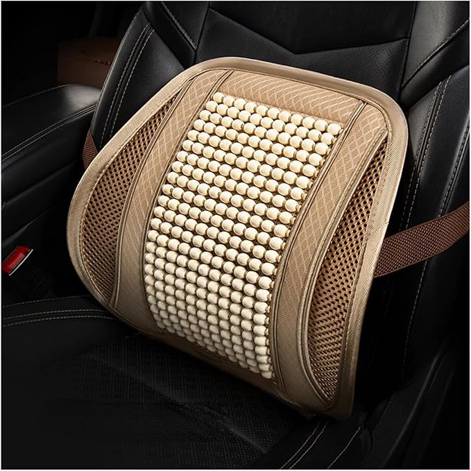 Car Seat Chair Back Cushion for Tesla Model 3 EV Sedan 2025, Wooden Beads Ventilate Mesh Lumbar Brace Strong Durable Relieve Fatigue Summer Interior Accessories,B-Waist Cushion