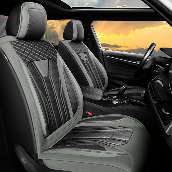 Fit Altima Car Seat Covers Compatible with Nissan Altima 2011-2025 2026 - Full Set Premium Leather， Waterproof Breathable， All-Weather Seat Cushion Protecto&Airbag Compatible （Gray & Black