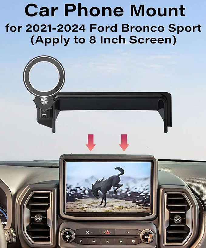 Car Phone Holder for Ford Bronco Sport 2021 2022 2023 2024 Accessories Apply to 8 Inch Touch Screen Fixed Clip Magnetic Cell Phone Mount Hands-Free 360 Degree Rotation