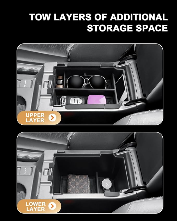 Center Console Organizer For 2024-2026 Subaru Crosstrek/2024-2026 Impreza - Double Layer Armrest Box Organizer For 2024-2026 Crosstrek/2026 Crosstrek Hybrid & 2024-2026 Impreza Accessories - ABS Tray