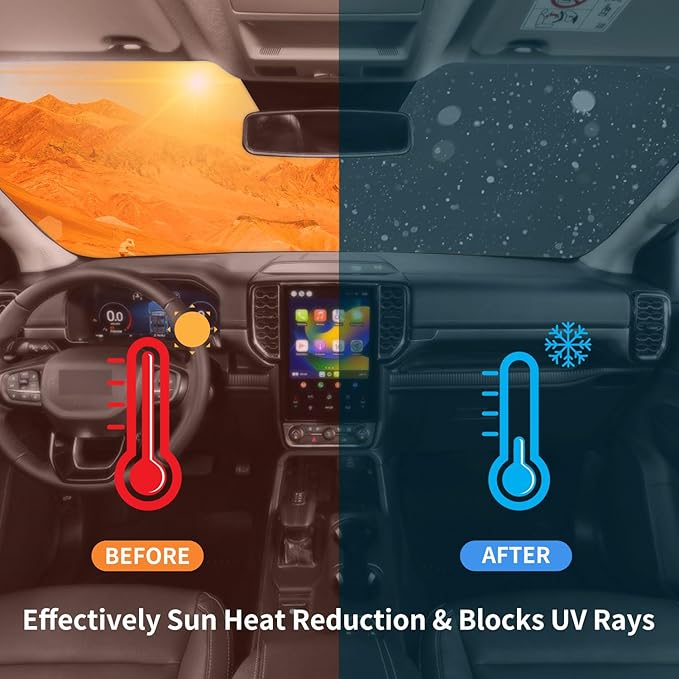 Windshield Sun Shade Cutom Fit Nissan Leaf 2018-2025, Front Window Sunshade Sun Protector & Heat Blocker for Nissan Car Accessories Foldable Sun Visor Keep Your Car Cool