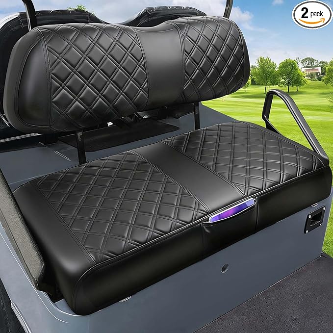 MOSNAI Club Car DS 2000.5-Up Seat Covers, Golf Cart Seat Covers for Club Car DS OEM Ordinary Seat, Front Seat Cover with Concave and Convex Design, Thick Vinyl Leather Comfortable/Breathable