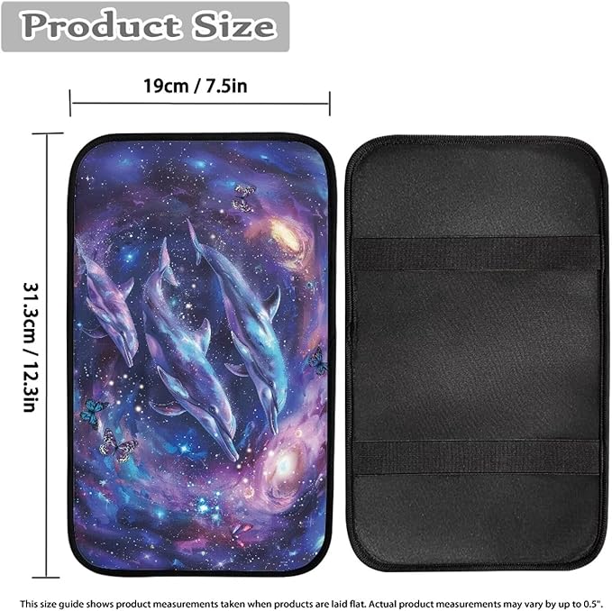 Galaxy Dolphin Vehicle Armrest Covers Armrest Seat Box Cover Protector Middle Storage Organizer Pad Aesthetic Interior Decor