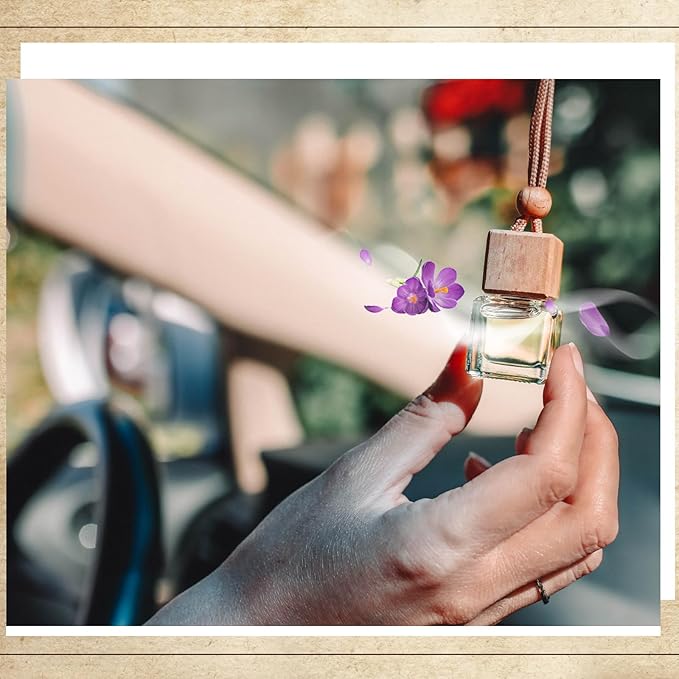 Domensi 150 Pcs Car Air Freshener Hanging Car Diffuser Bottles Empty Glass Perfume Bottles Refillable Air Freshener Pendant Aromatherapy Fragrance Vials Ornament Decor