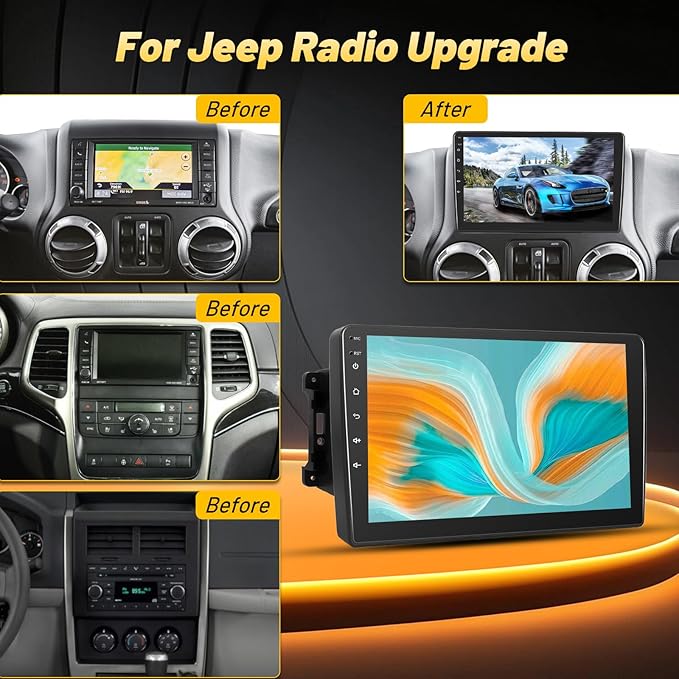 EKAT Car Radio Stereo for Jeep Wrangler JK 2007-2018 Compass Grand Cherokee Dodge Ram with Carplay/Android Auto Upgrade 2GB+64GB