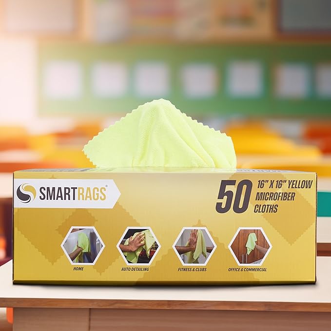Arkwright Smart Rags Microfiber Cleaning Cloths, Pallet of 8000, Lint Free 215 GSM Reusable Towels for Auto, Office and Household Cleaning, 16 x 16 in, Yellow