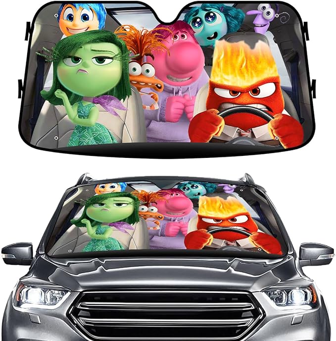 GENANY The Animated Emotions Family Windshield Sun Shade for Car SUV Truck (55x30 Inches), Sun Shade Windshield, Shades for Front Windows, Sunshade for Car Windshield, Protector Blocks UV