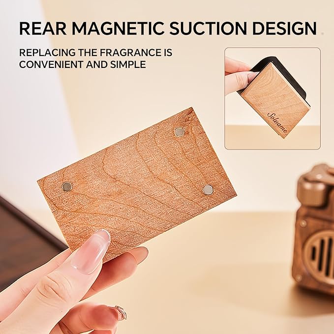 Car Air Freshener, Natural Wood Air Freshener Long Lasting, Car Air Freshener Diffuser with Metal Clip, Car Odor Eliminator, Magnetic Auto Accessories Coconut