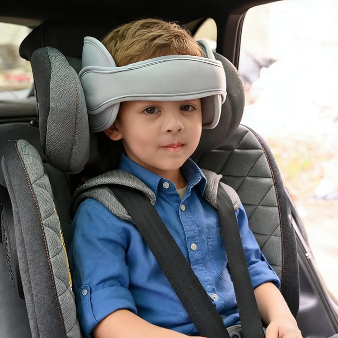 Child Car Seat Head Support - Baby Safety Car Seat Neck Relief Holder, Adjustable Head Band Strap Headrest, Baby & Kids Travel Accessories, Grey