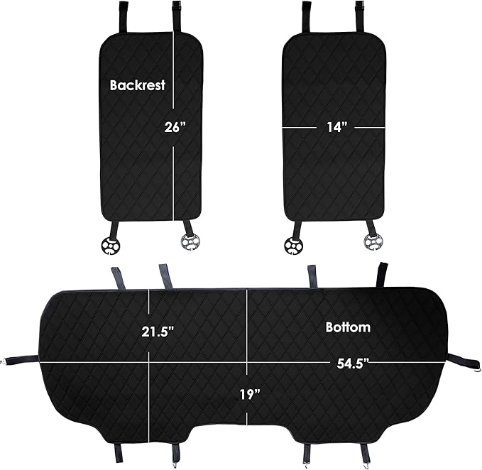 FH Group Car Seat Cushion Rear Set Black Faux Leather Automotive Seat Cushions - Universal Fit, Rear Car Seat Cushions With Non-slip Silicone Backing for SUV, Sedan, Van, Black - Rear Set