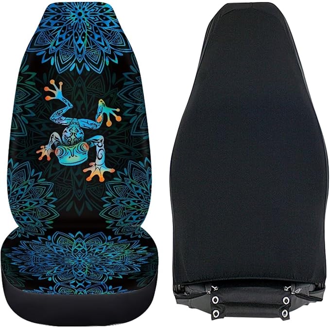 Car Seat Covers Front Seats Only Bucket Seat Protector Universal Fit Most Truck SUV Vans Aesthetic Car Accessories Automotive Interior Decor(2 Pack)（Frog 58）