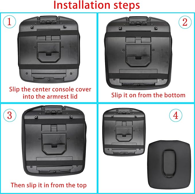 Center Console Armrest Cover for Chevy Silverado/GMC Sierra Accessories 2019-2024 2025 Arm Rest Box Pad Middle Console Lid Cushion Leather Protective Case Only for Jump Seat (Black Stitches)