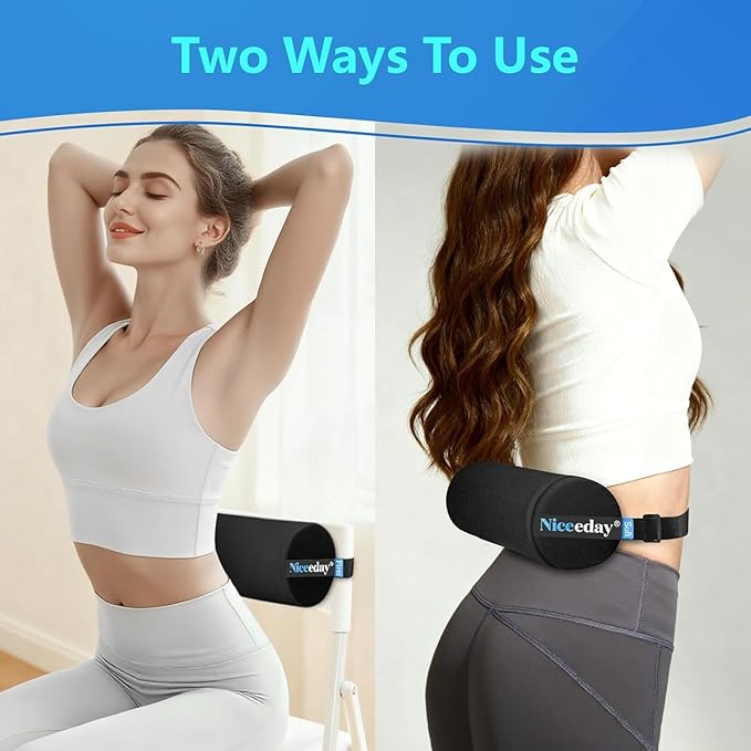 Lumbar Roll 2 Pack, Upgrated Soft & Firm Density with Non Slip Adjustable Straps, Low Back Lumbar Support for Office Chair & Car Seat Back Support Cushion, Lumbar Support for Car Seats, Desk Chair