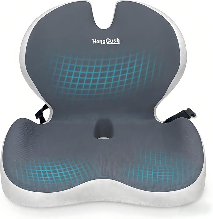 Lumbar Support Seat Cushion: Ultimate Support for Office & Car - Relieve Back Pain & Sciatica with Ergonomic Memory Foam, Adjustable Strap Included