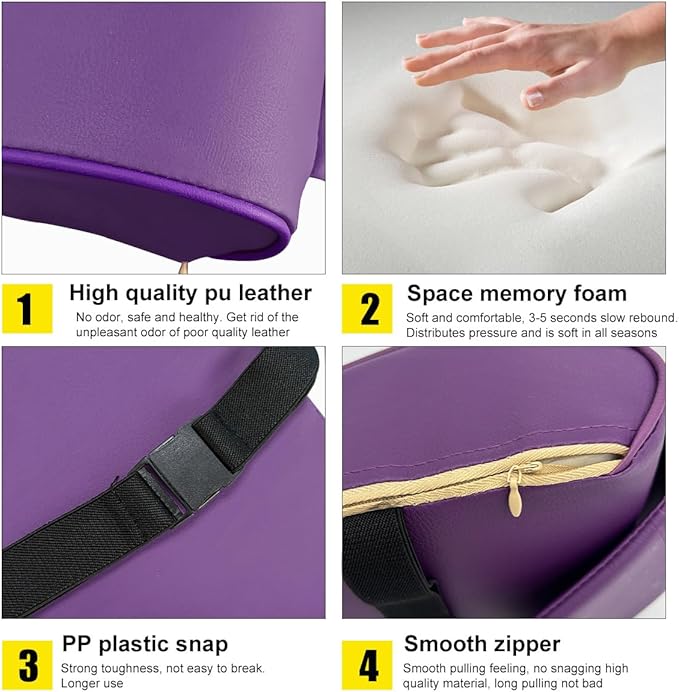Car Armrest Cushion, Soft Memory Foam Auto Armrest Pillow with Storage Bag, Leather Center Console Arm Rest Padded Cushion with Phone Holder, Universal Car Accessories (Purple)