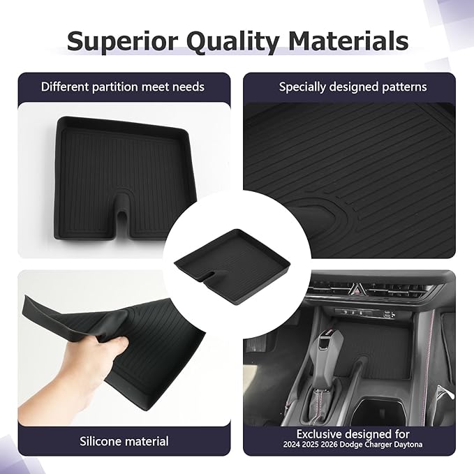 LUWU 2026 Charger Center Console Anti-Slip Mat Compatible with 2024 2025 2026 Charger Daytona R/T Scat Pack Accessories Silicone Protective Pad Liner Premium Protective Pad Phone Charger Liner Mat