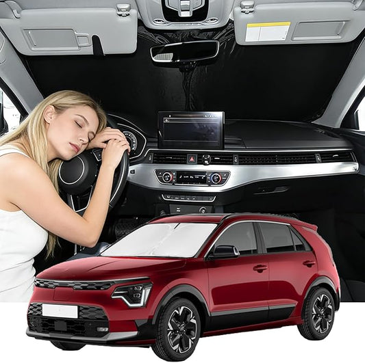 Windshield Sunshade for Kia NIRO 2017-2022 Sun Shade Car Windshield Accessories Upgrade 4 Layers Blocks UV Rays Custom Fit EV9 240T Car Window Shades Front Windshield Keep Cool Foldable