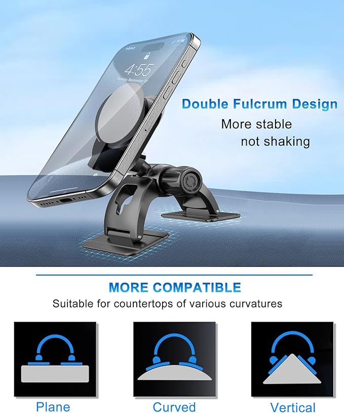 Car Phone Holder for Pop Socket, Dashboard Socket Grip Car Mount Dual Adhesive Base for Any Surfaces, Dash Sockets Phone Mount for Car, Works for iPhone Samsung All Smartphones with Pop Grip