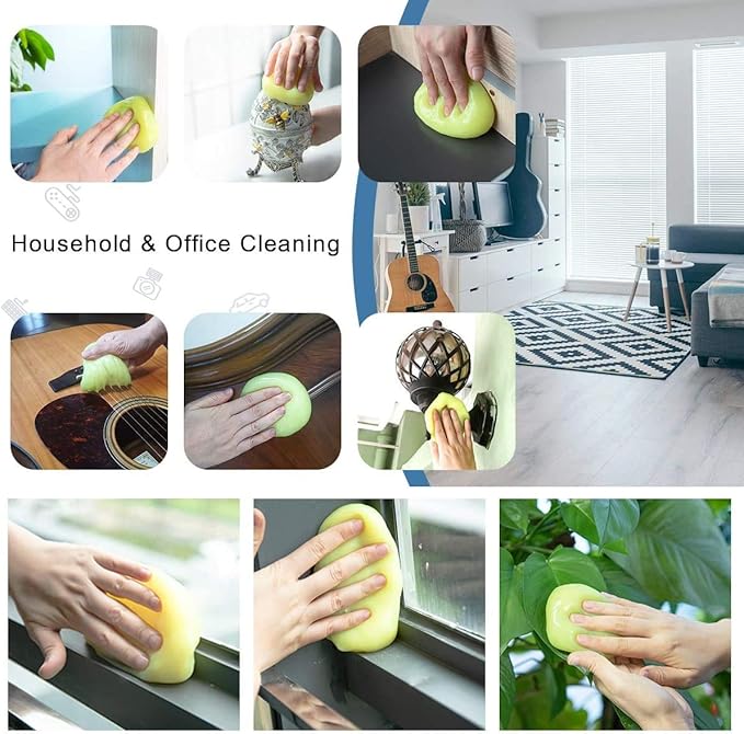 ASFSKY Vents, Dashboard, Center Console, Cup Holders, Seat Seams, etc. Removes Dust, and Debris, Reusable, No Residue Cleaner (3, Yellow)
