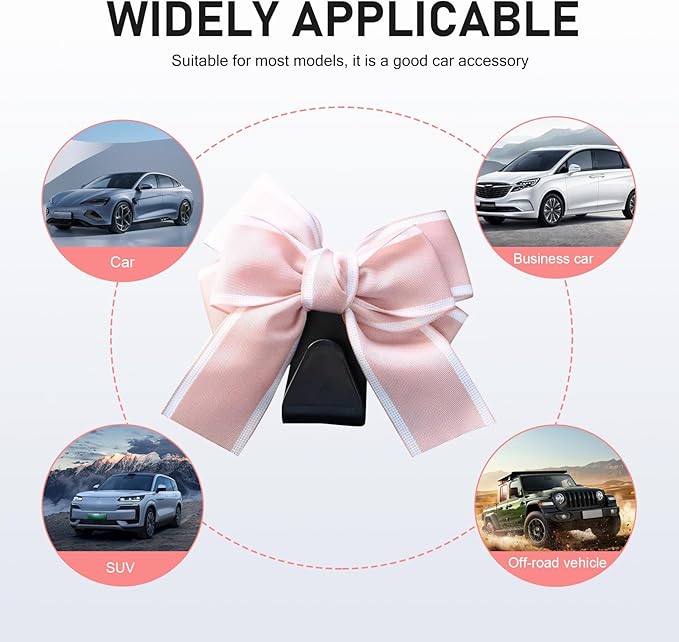 2 PCS Car Seat Headrest Hooks, Cute Bow Back Seat Storage Hangers for Handbag Purse Coat, Universal Auto Organizer Hooks (Pink Line)