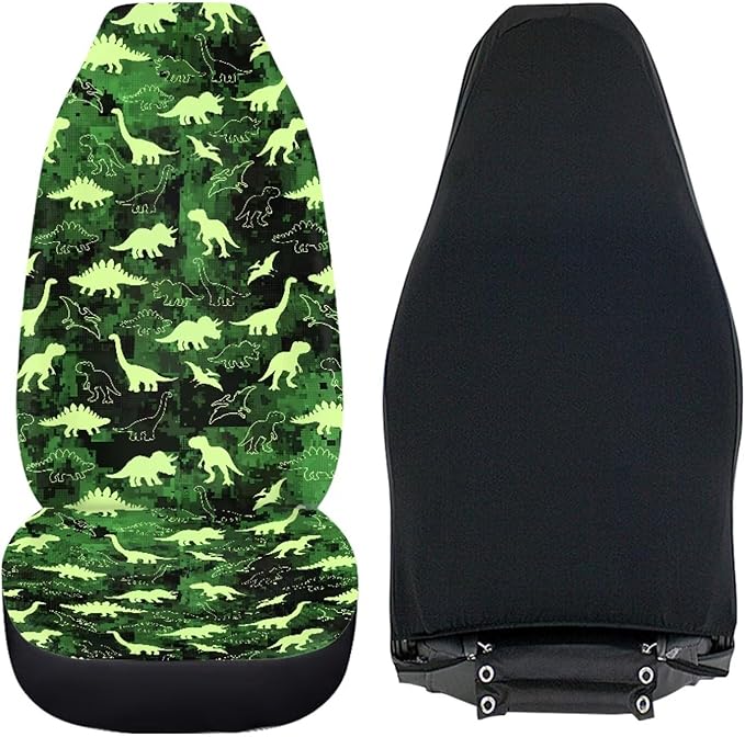 Cartoon Dragon Print 2Pcs Car Seat Cover Set Front Auto Inteior Decorative for Women Men Comfortable Drive Seat Covers Universal Fit for SUV,Van,Truck,Sedan