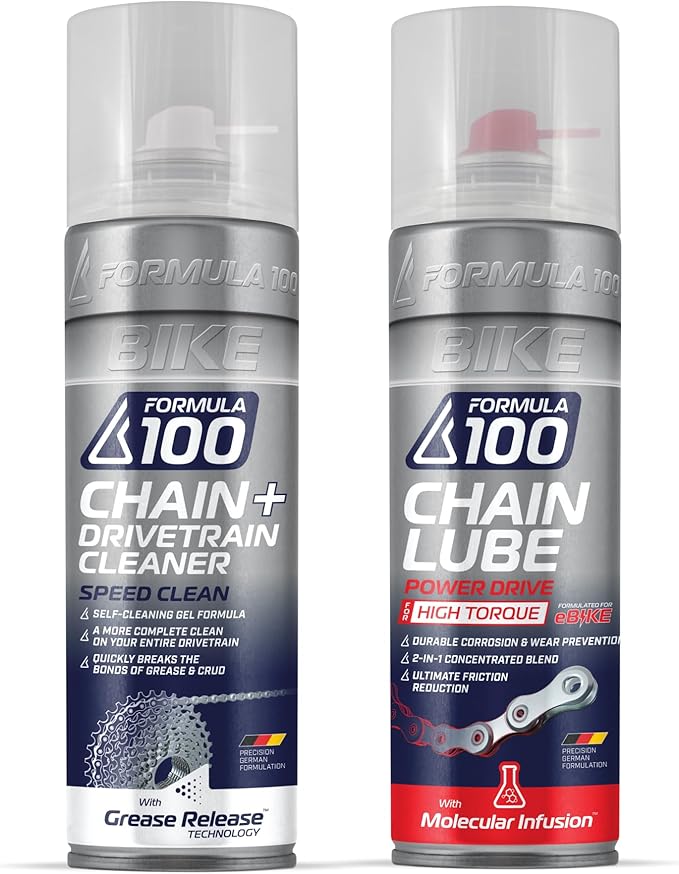 Speed Clean Degreaser & Power Drive Chain Lube for Bicycles & eBikes – Spray Cleaner Quickly Removes Grease, Dirt & Grime – Race Day Lubricant Protects Against Wear, Friction & Corrosion,