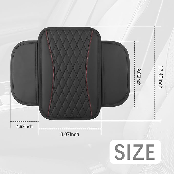 IHOTDER Patchwork Leather Center Console Covers for Cars,Upgraded Arm Rest Cover for Car with Side Storage Pocket for Car Seat Organizer,Middle Console Cover Stylish Car Decoration (Black)