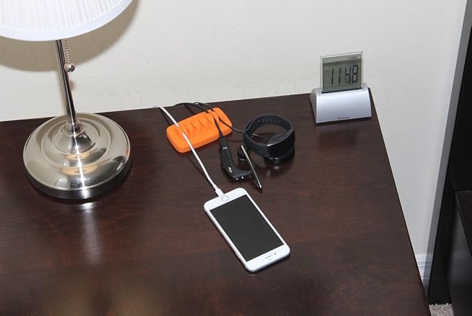 Heaviest Cable Organizer on The Market! Compact and Weighted Desktop Cord Holder and Cable Organizer, Eco-Friendly Silicone, No Bad Smell, Bundled with 4 Reusable Cable Ties! (Orange)