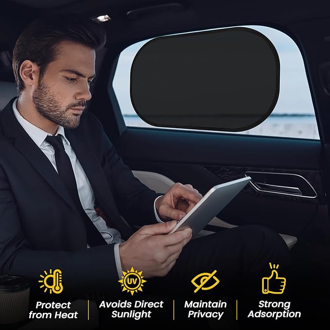 4 Pack Car Window Shade - 20″ × 12″ Car Side Window Covers for Baby, Cars Window Sun Shade, Glare Shield and UV Rays Protection for Your Child, Mesh Window Shades for Baby