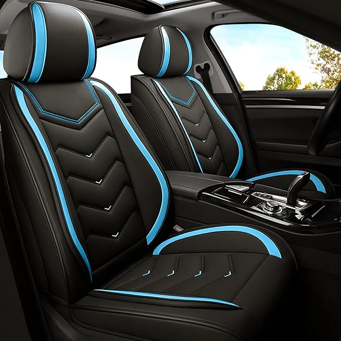 Car Seat Covers for Lexus ES 350 2007-2026, Premium Nappa Leather Car Seat Cover, Stylish Sport Seat Covers， Automobile Seat Cover Sets.(Standard 2 Seats/Black Blue)