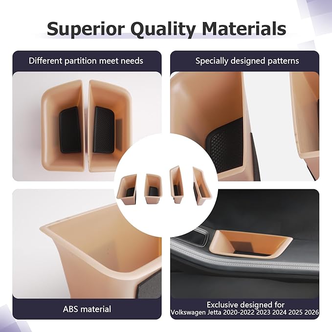 LUWU Door Tray Organizer Compatible with 2015-2025 Porsche Macan S/T/GTS Accessories Center Console Organizer Armrest Console Storage Box Insert Tray ABS Material Beige 4PCS (Not for Macan EV)