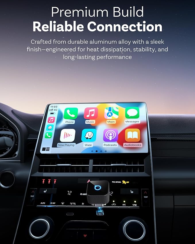 OTTOCAST Mini Cube 3.0 USB C Wireless CarPlay & Android Auto Adapter 2026– Plug & Play, Fast Auto-Reconnect (Black)