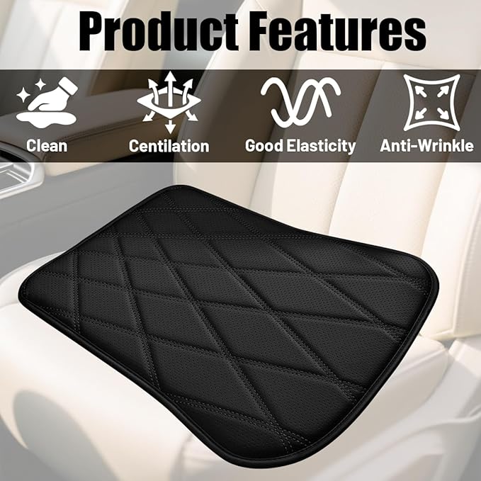 Car Seat Cushion, Comfortable Sciatica & Lower Back Pain Relief Vehicle Driver Seat Pillow, Auto Interior Chair Protector, Universal for SUV Automobile Truck (Black)