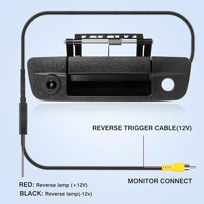 Tailgate Handle Backup Camera Fit for Dodge RAM 1500 2009-2017,Fit for Dodge RAM 2500 3500 2010-2017 Tailgate Reversing Rear View Park Assist Camera RCA Plug Replaces 68084284AB