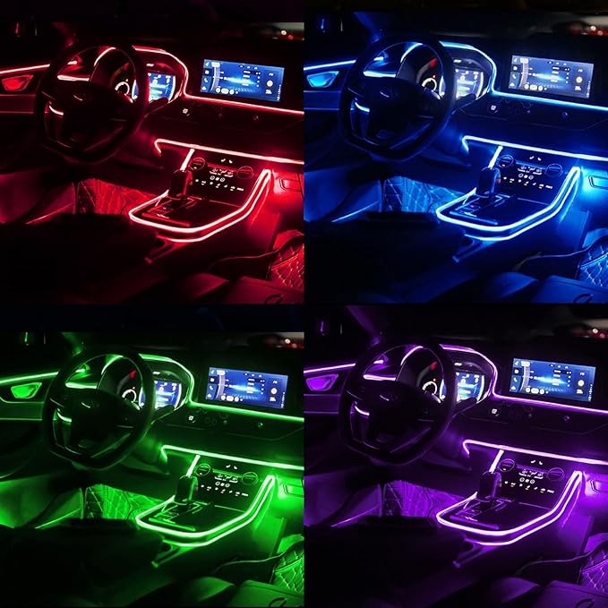 Jushope Fiber Optic for Interior Car Lights, 236 inches PMMA Light Guide Cable, Car Ambient Lighting Extension Fiber Optic with Skirt
