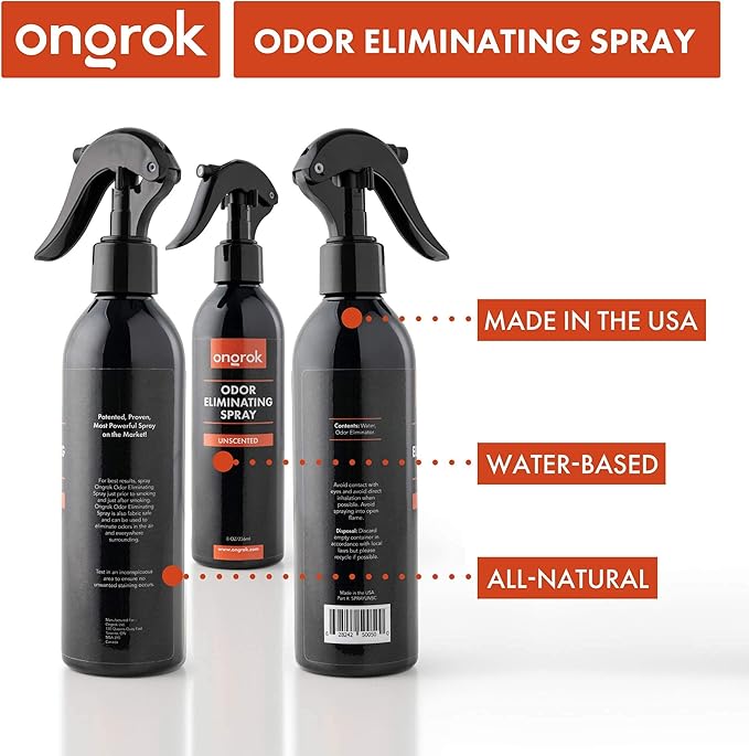Smoke Odor Eliminator Spray by ONGROK, Natural Unscented (8 oz), Made in USA, Smell Remover for Home and Car, Air Freshener, Smoke Odor Exterminator