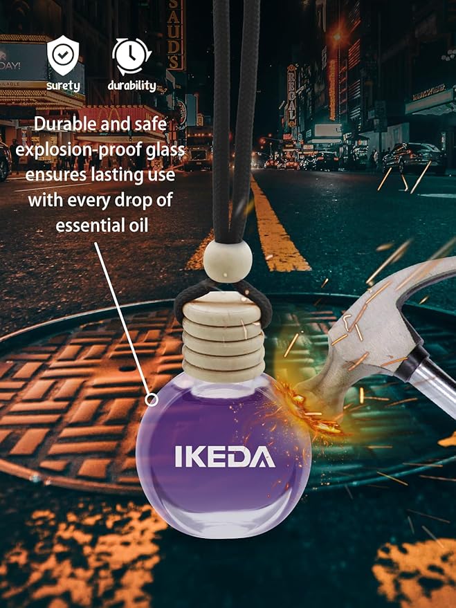 Ikeda Car Air Freshener: Hanging Car Smell Air Freshener | 10ml Hanging Car Perfume | Long Lasting Fragrance | Strong Scents Diffuser for Auto Home (Dusk)