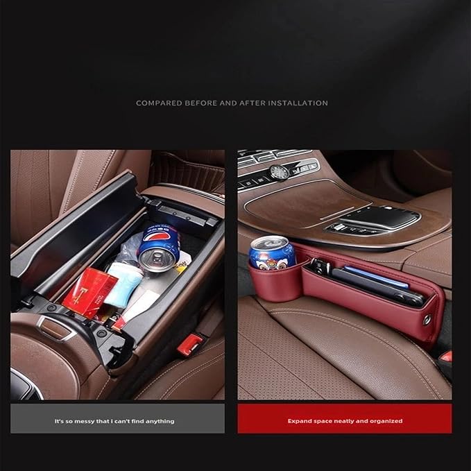 Car Seat Gap Organizer & Cup Holder Expander - Anti-Slip Design, Universal Fit for SUV/Truck, Prevent Phone/Keys Falling (Black)
