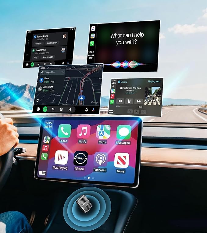 Tsnam Wireless CarPlay & Android Auto Adapter, USB Dongle for Car, Converts Wired to Wireless, Plug & Play, Auto-Connect, Compatible with iPhone and Android
